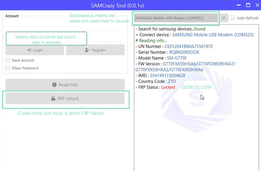 SAMCrazy Tool Créditos FRP Samsung imagen del producto