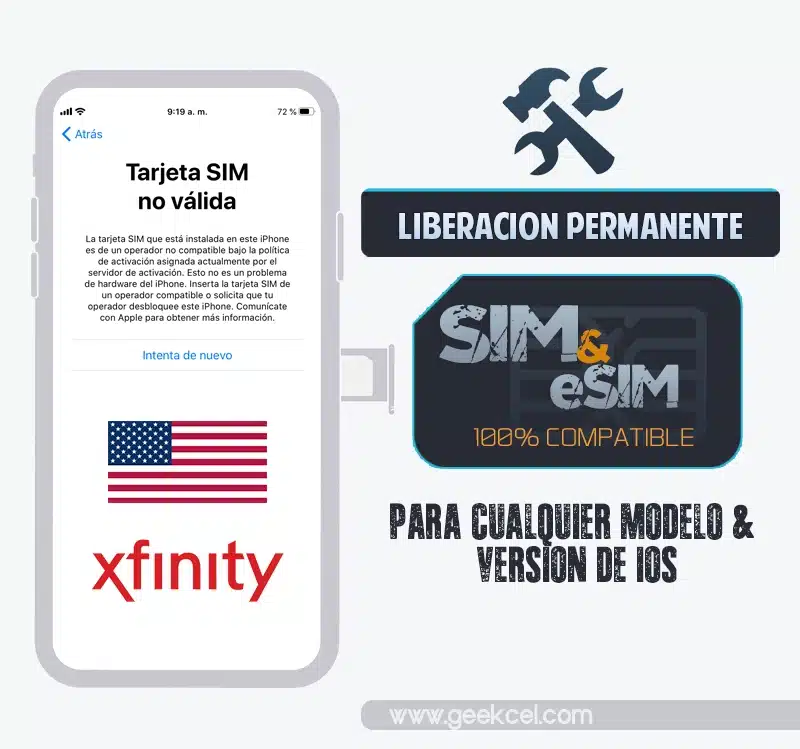 Liberar iPhone Xfinity USA por IMEI - Desbloqueo permanente y legal