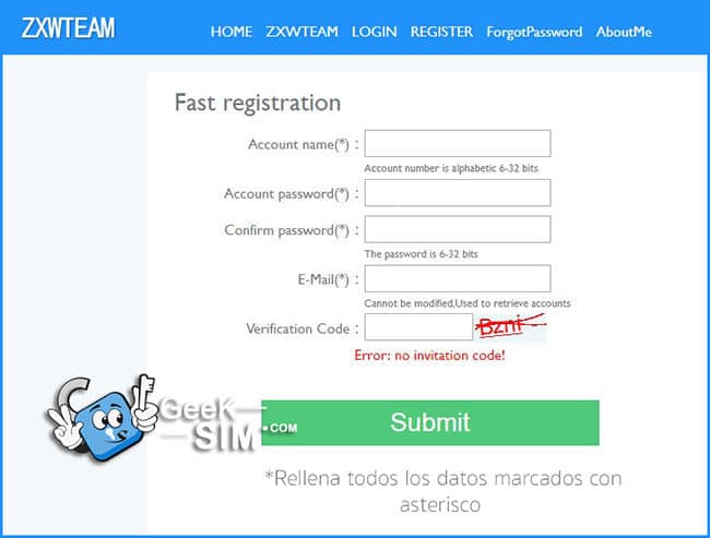 ZXW Schematics - Paso 1 de registro online
