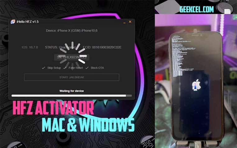 Interfaz HFZ ByPass Premium Desbloqueo iCloud iPhone - Software Bypass Windows y Mac