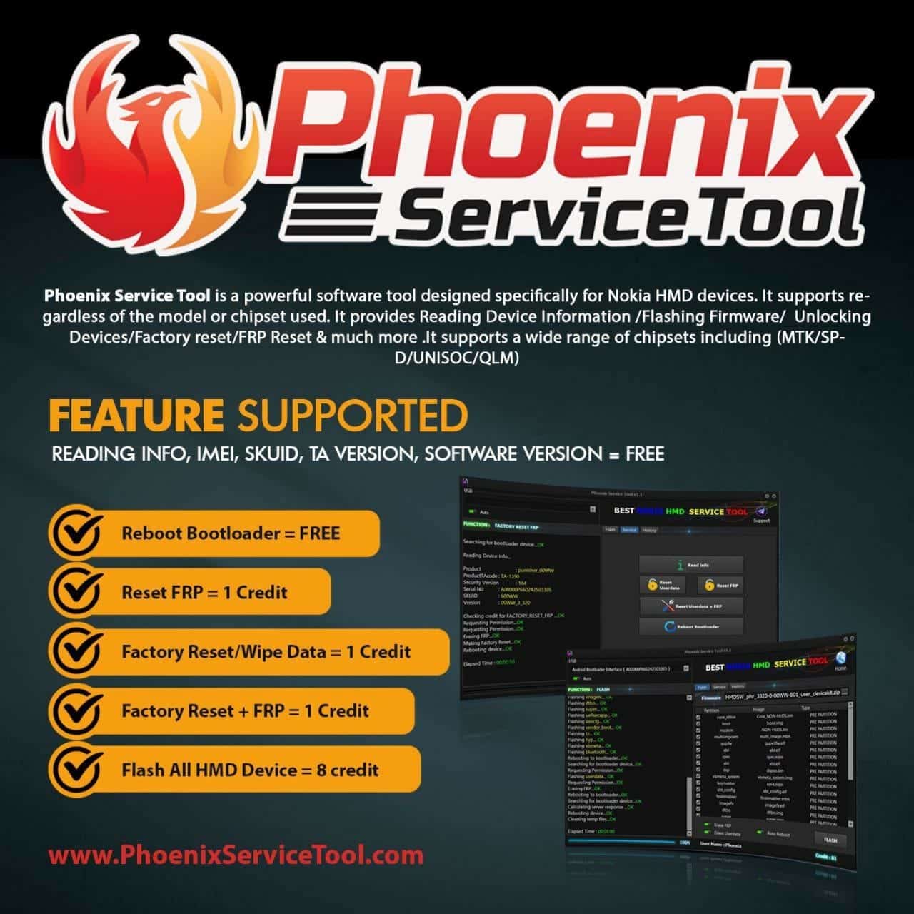 Cr&eacute;ditos Phoenix Service Tool para Nokia HMD imagen principal